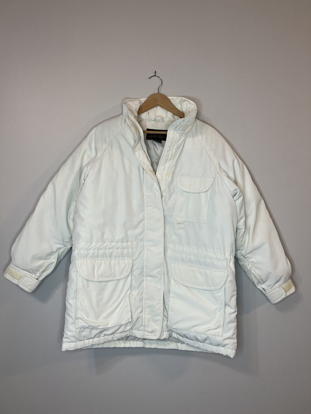 Vintage 80s Eddie Bauer Goose Down Jacket Coat Parka Winter White Large